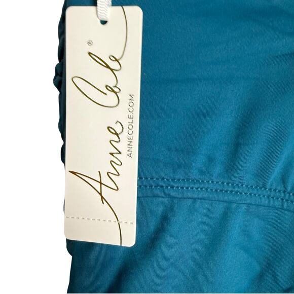 Anne Cole Twist Front Shirred One Piece Swimsuit in Deep Sea Blue Size 16W - Picture 11 of 13